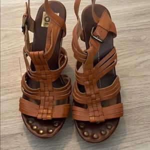 Dolce Vita brown leather wedges, size 9.5